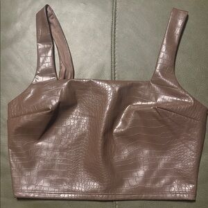NWT Express Brown Leather Cropped Tank S